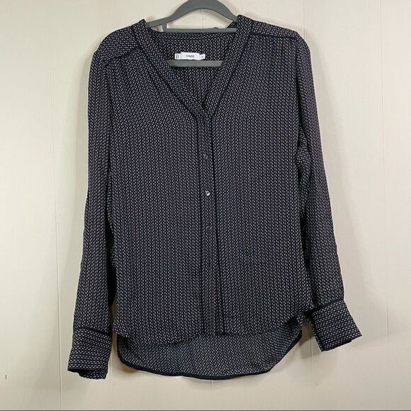 Vince Mini Geo Print Silk Top - Picture 1 of 7